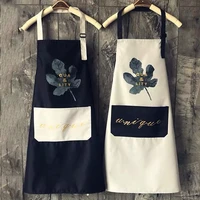 printed apron with pocket for cooking kitchen waterproof canvas aprons for unisex delantal baking accessory coffee shop cleaning
