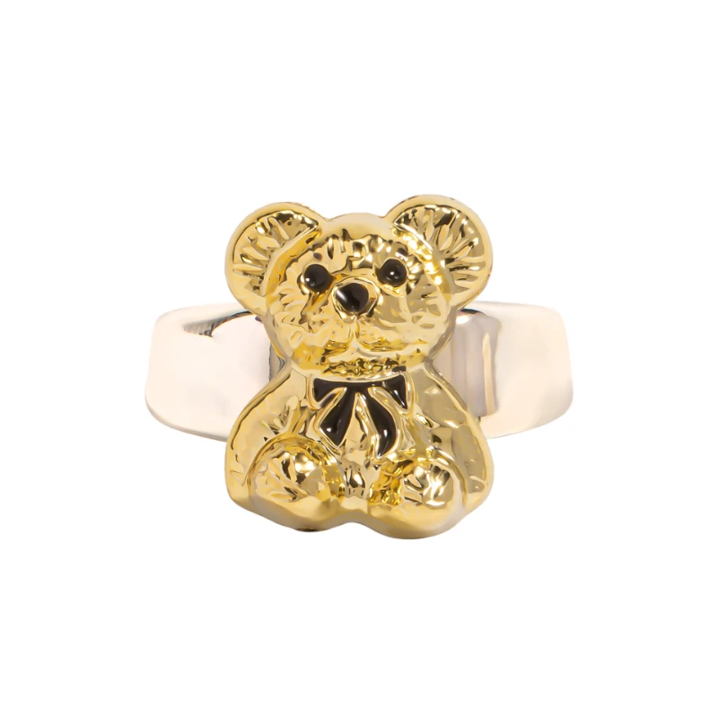Новинка 2022 кольца в стиле ретро с цветным медведем для женщин и девушек милое