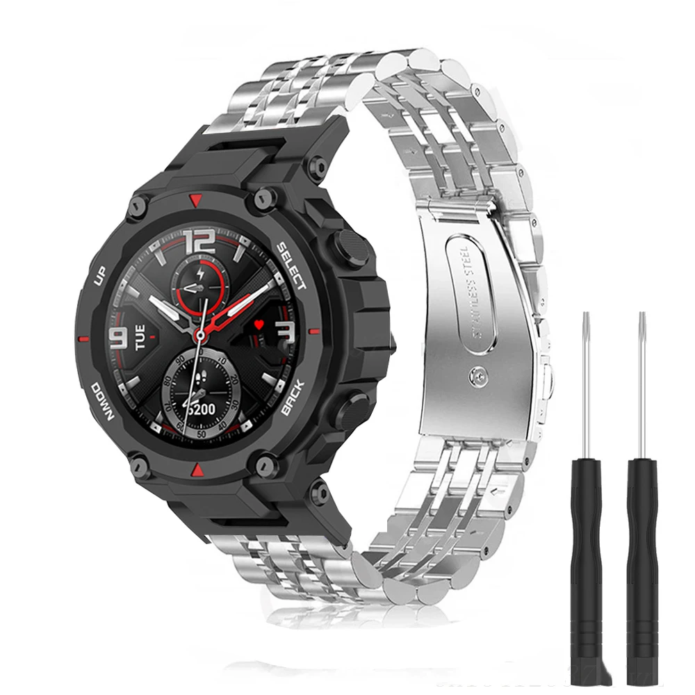 Stainless Steel Strap For Amazfit T Rex 2 Smart Watch Band Metal Bracelet For Xiaomi Huami Amazfit T-Rex 2 Trex Pro Wrist Correa