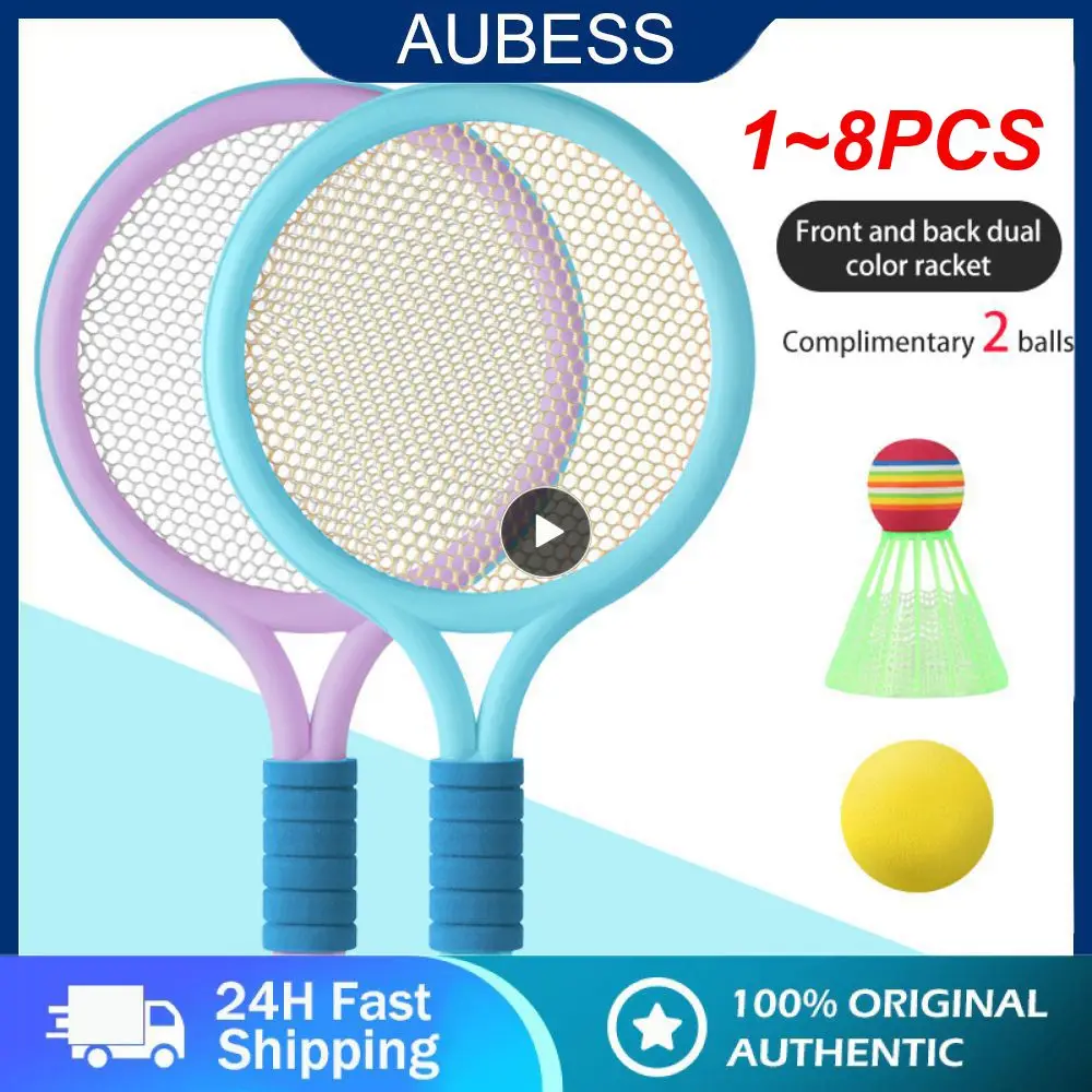 

1~8PCS Children's Badminton Tennis Racket Beginner Training Outdoor Beach Tennis Kindergarten Baby Parent Child Interactive Toys