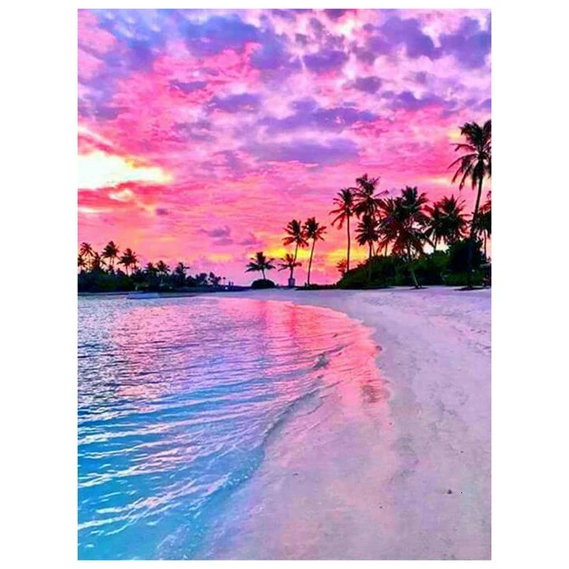 

Full-Diamond DIY Diamond Painting Landscape Picture Diamond Embroidery Cross-Stitch Kit Home Decoration Sunset