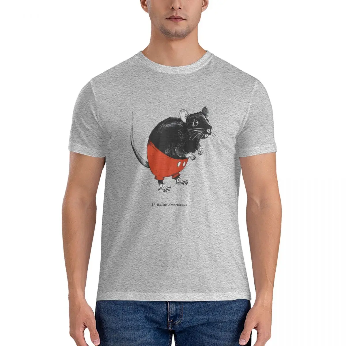 Мужская хлопковая футболка с коротким рукавом и круглым вырезом