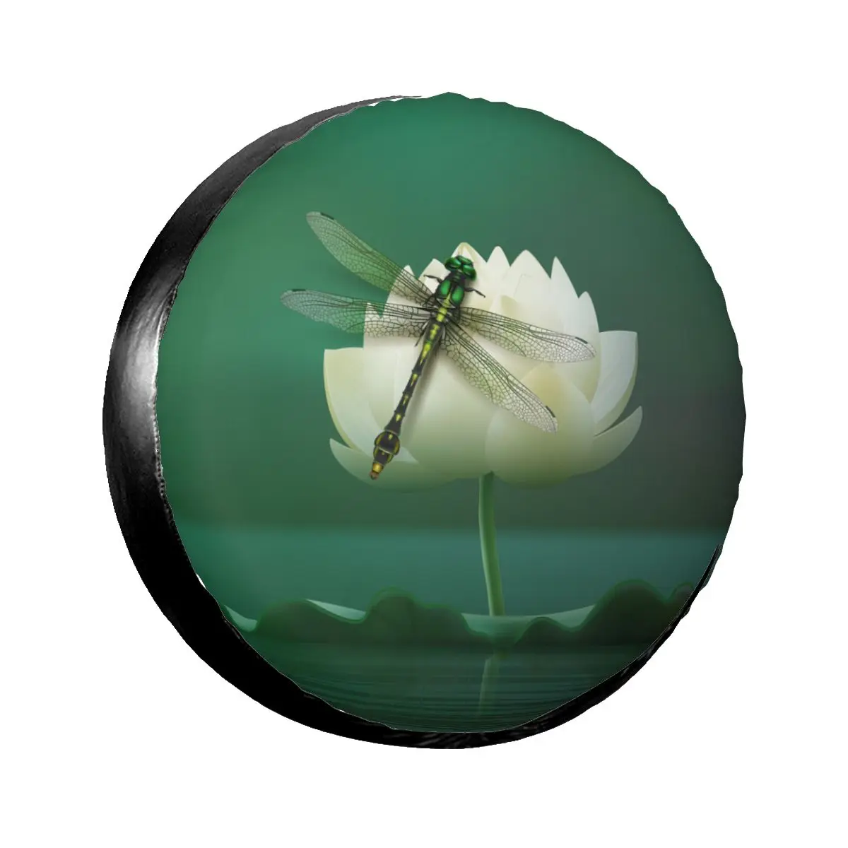 

1pcs Universal Car Spare Tire Covers Case Auto Wheel Tires Gomphus Dragonfly Sitting Lily Vehicle Tyre Waterproof Polyester Bag