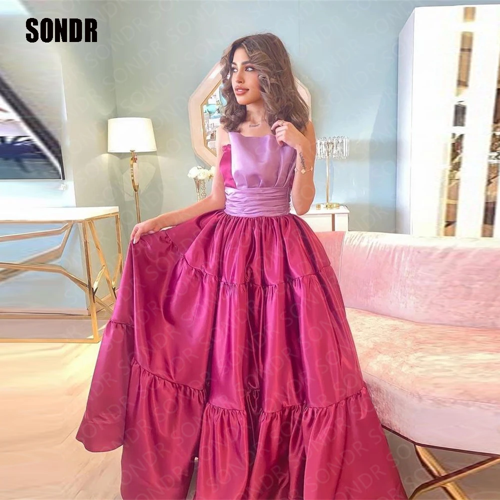 

SONDR Vintage Purple/Red Evening Dresses Stain Strapless Sleeveless Satin Custom Abendkleider Dubai Prom Gowns Dress 2023