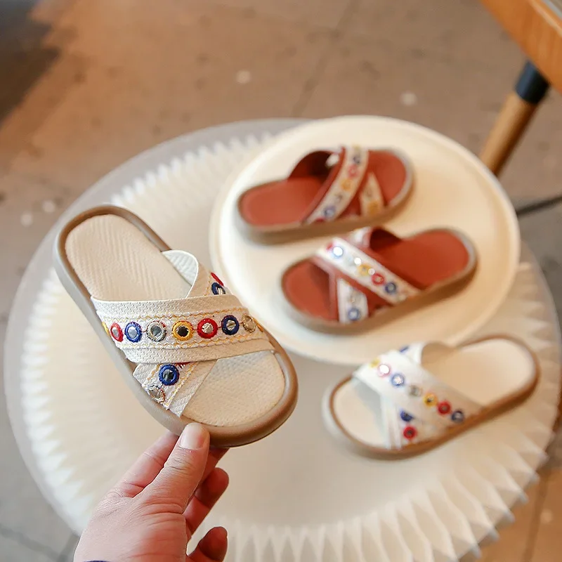 Мюли детские без застежек летние Нескользящие с открытым носком повседневные