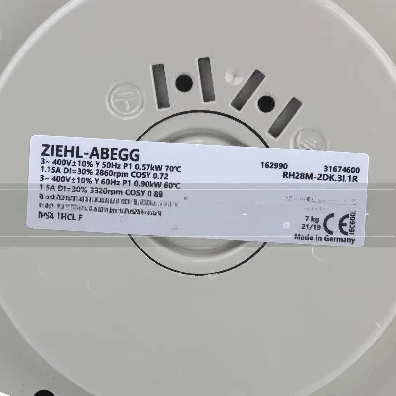 Новый центробежный вентилятор ZIEHL-ABEGG AC 400V 1.15A 0.57kW DC EC 280мм для оборудования с преобразователем частоты RH28M-2DK.3I.1R (art.: 3920dbc653129) - 3920dbc653129
