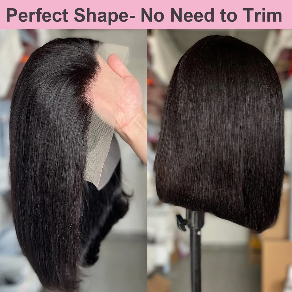 13X4 кости прямые Remy Дешевые 100% человеческие волосы короткие боб парики для черных