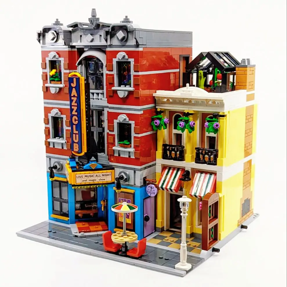 

2899 PCS Compatible 10312 Jazz Club and Pizzeria Model Moc Modular Houses Building Blocks Bricks Kid Toys Birthday Gift