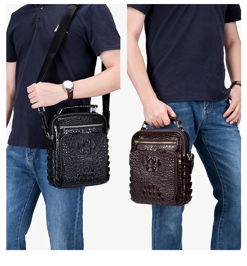 Crocodile Pattern Leather Suitcase Bag Luxury Multifunctiona