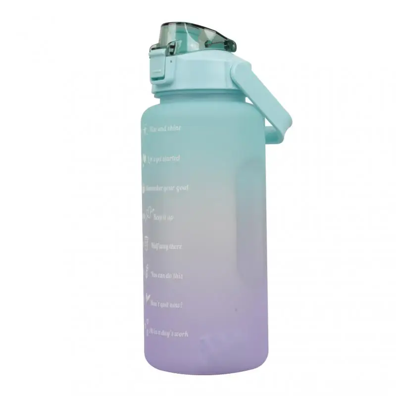 

2L Large Capacity Water Bottle With Time Marker Fitness Jugs Gradient Color Outdoor Sports Fitness Frosted Water Cup