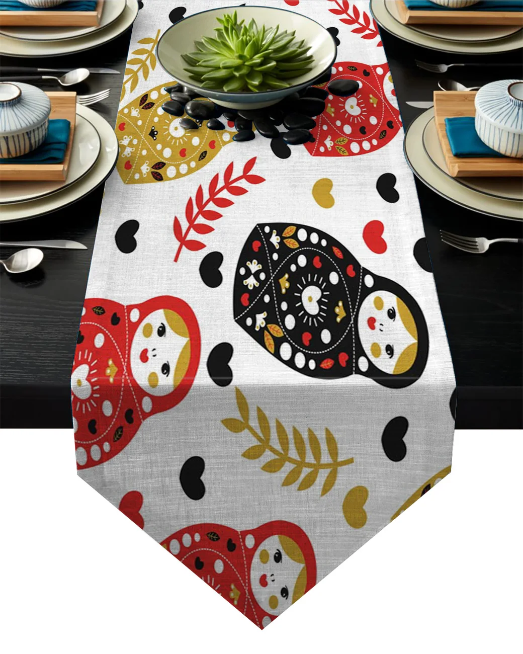 

Russian Doll Heart Leaves Table Runner Table Flag Home Party Decorative Tablecloth Table Runners