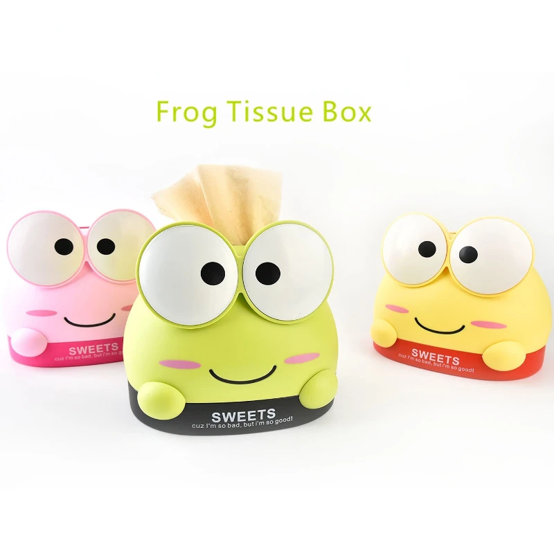 

Cute cartoon frog tissue box plastic home tissue box desktop napkin storage box