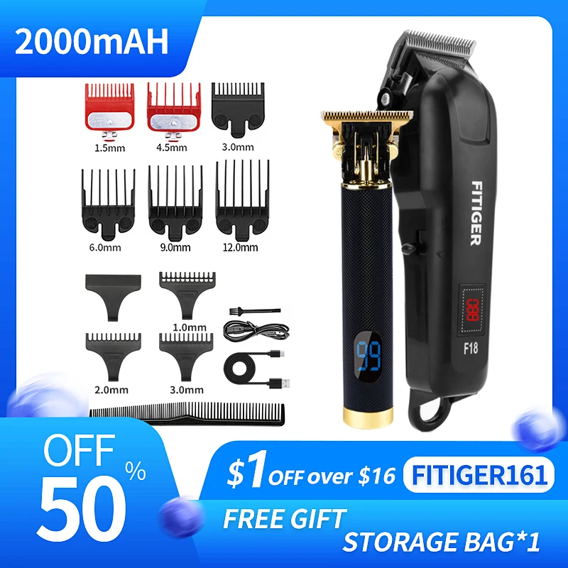 

XIANGJIAN Electric Hair Clipper Man LCD Shaver Trimmer For Men Barber Professional Beard Rechargeable Hair Cutting Machine Set