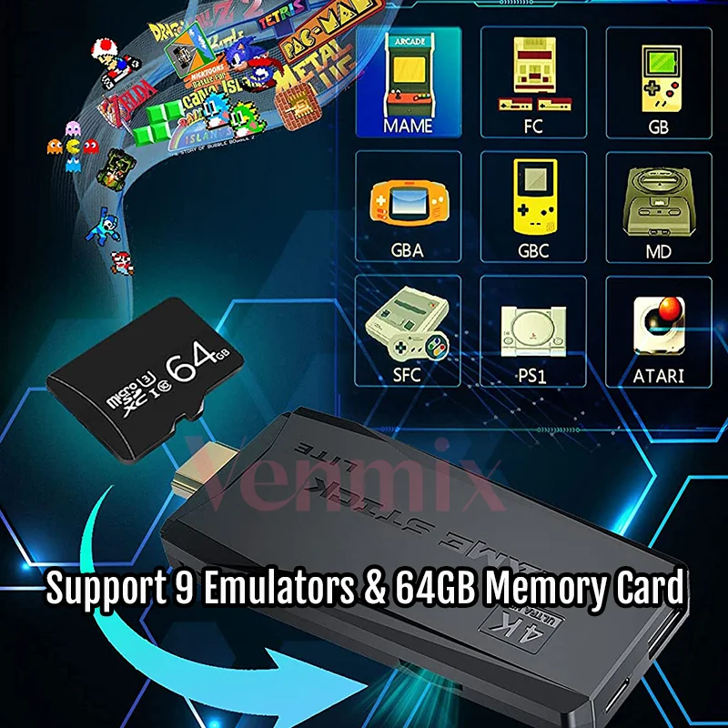 Video Game Console 2.4G Wireless Double Controller For PS1/FC/GBA  4K HD Retro TV Dendy Game Player 10000 Games Stick New Arrive