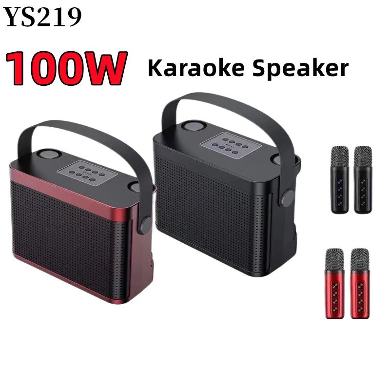 

New YS219 100W High Power Portable Speakers Karaoke Dual Microphone Bluetooth Audio Smart External K Song Device Caixa De Som
