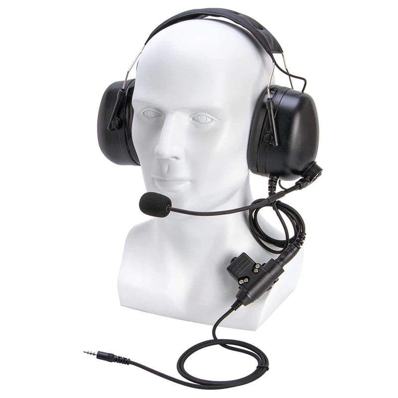 

Hot-U94 PTT Headphones 3.5Mm Plug Silicone Earmuffs Outdoor Hunting Sports Noise Cancelling Intercom Aviation Headphones