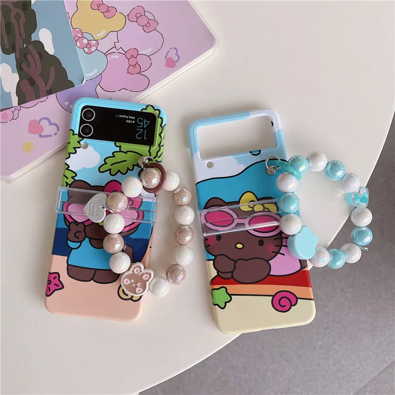 

Cute Cat Summer Phone Case for Samsung Galaxy Z Flip 3 Z Flip 4 Hard PC Back Cover for ZFlip3 ZFlip4 Case Protective Shell