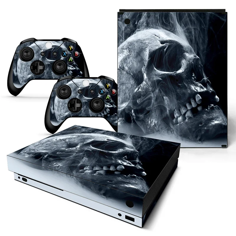 Фото Персонализированный череп для XBOX ONEX Skin хозяйства + 2 наклейки для контроллера, матовые наклейки для Xbox One X, виниловые наклейки №4