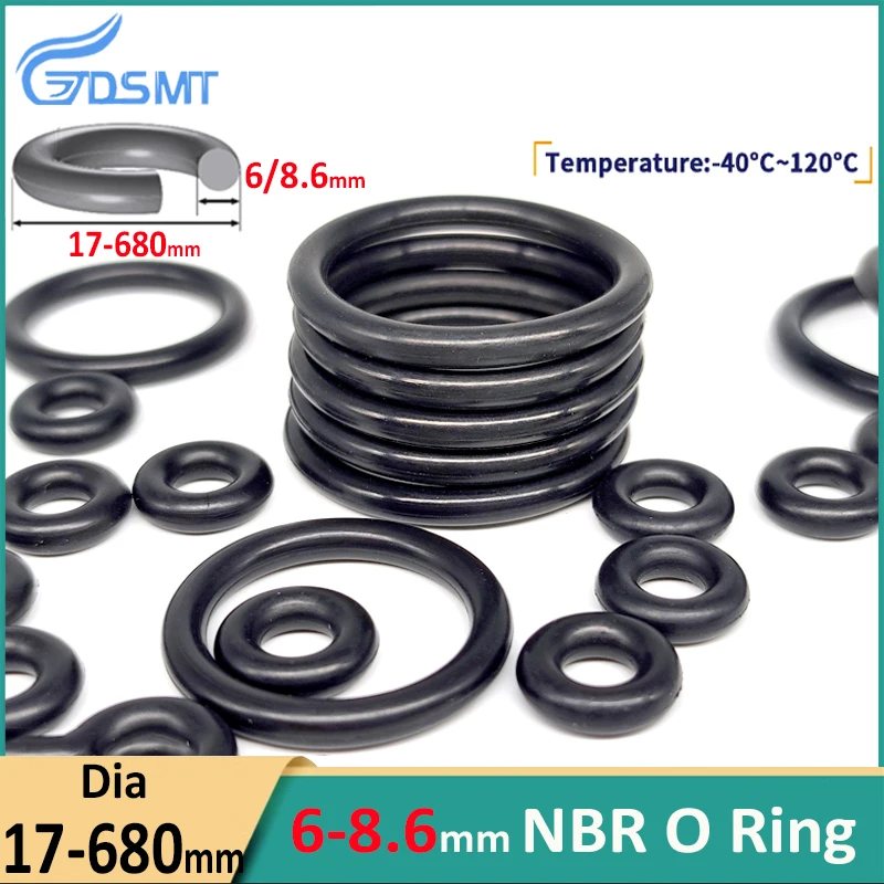 Черное кольцо-уплотнитель CS6.0mm/8,6mm OD17-500mm NBR, уплотнительная прокладка из нитрилового каучука, устойчивая к коррозии, масляная уплотнительная шайба для автомобильного гидравлического компонента Черное кольцо-уплотнитель CS6.0mm/8,6mm OD17-500mm NBR, уплотнительная прокладка из нитрилового каучука, устойчивая к коррозии, масляная уплотнительная шайба для автомобильного гидравлического компонента