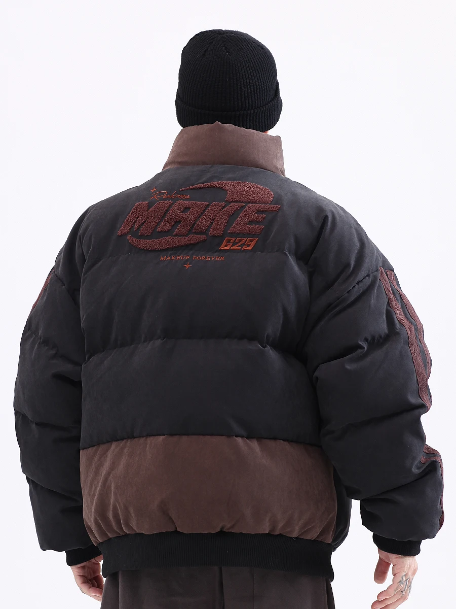 Winter Thicken Warm Padded Parka Men Patchwork Vintage Puffer Jacket Streetwear Harajuku Oversized Coat Unisex Outwear