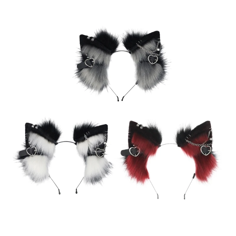 

Cat Ear Cosplay Halloween Hair Hoop Woman Headband with Dangle Jewelry Decors