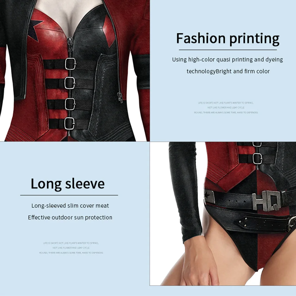 IOOTIANY Policewoman Printed Women One-Piece Swimsuit Summer Casual Long Sleeve Beachwear Bathing Suit Sexy Tight Swimwear