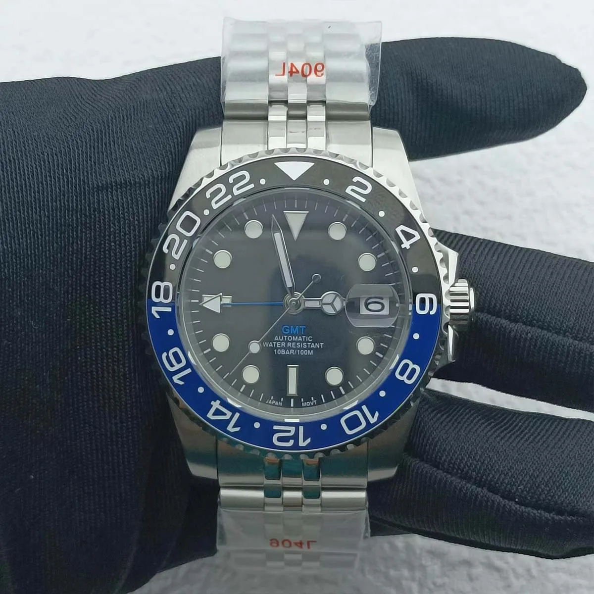 Мужские часы NH34 40 мм водонепроницаемые сплошной корпус GMT керамический безель