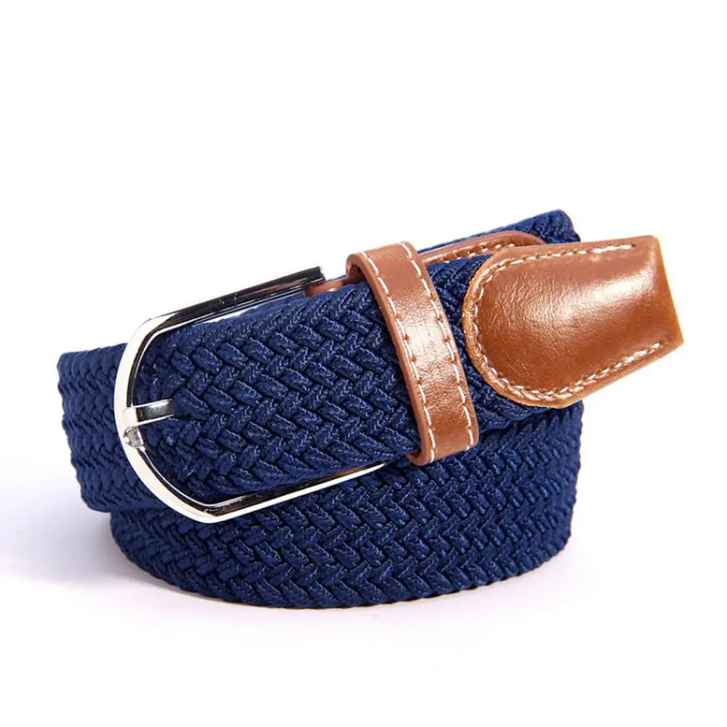 

Hot Colors Men Women Casual Knitted pin buckle Belt Woven Canvas Elastic Stretch Belts Plain Webbing fashion