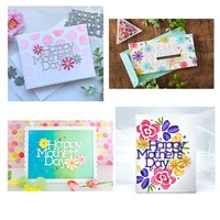 happy mothers day letters flowers metal cutting dies scrapbooking new craft album stamps embossing for card making stencil frame