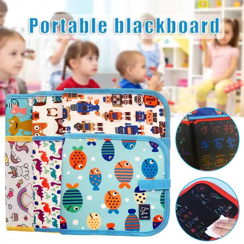

Children Dust-Free Folding Chalkboard Book Erasable Drawing Blackboard with Pen Christmas Xmas Stationery Gifts for Kids