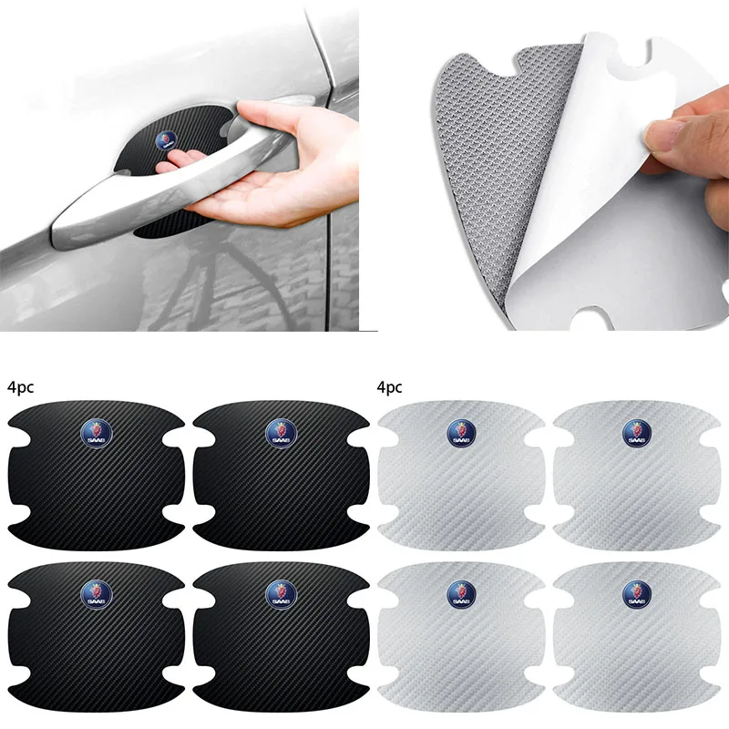 4 шт. наклейки на дверные ручки автомобиля из углеродного волокна устойчивые к