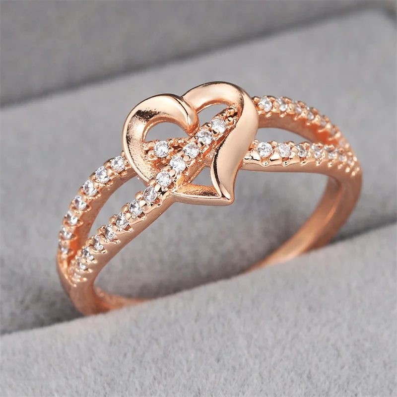 

Fashion Silver Color Heart Infinite Couple Ring For Women Lovers Wedding Anniversary Girlfriend Finger Jewelry Rhinestone Gifts