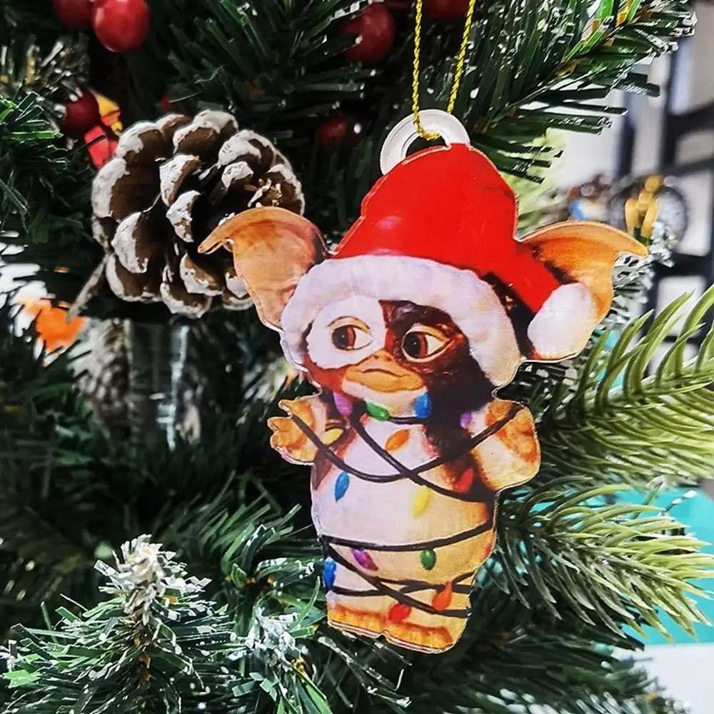 

Acrylic Gremlins Santa Hat Cute Flying Dragon Puppy Chrismtas Tree Pendants Socks Dog Hanging Gremlins Gizmo Christmas Gift