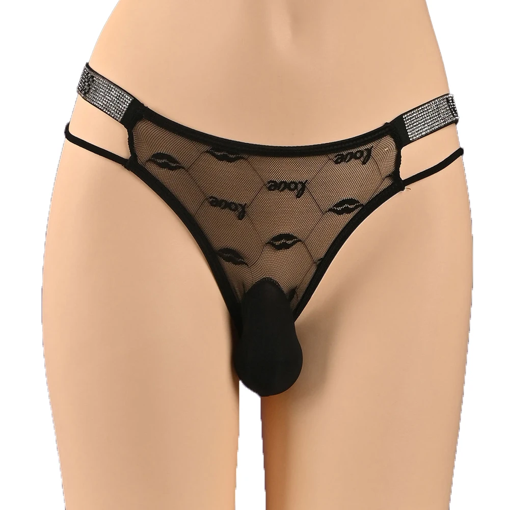 Мужские трусики-мешочки нижнее белье сетчатые прозрачные стринги трусы-стринги