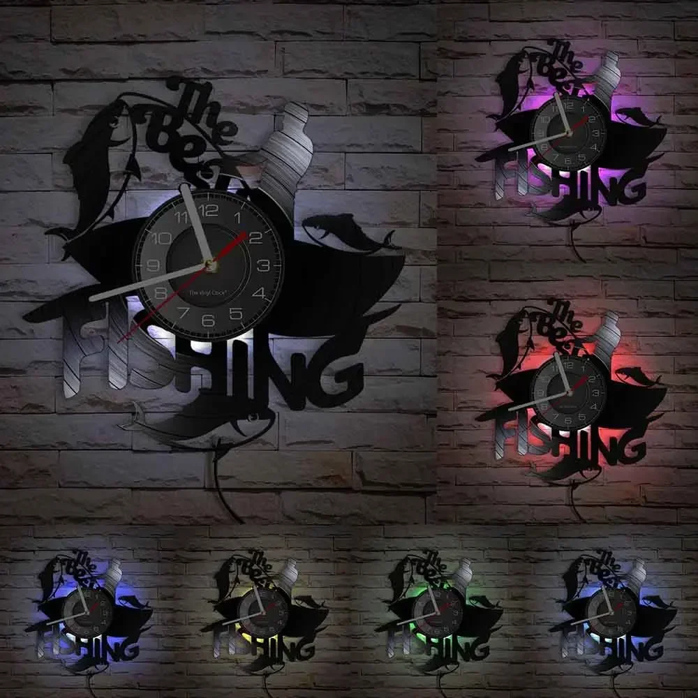 Настенные часы для рыбалки с лучшим силуэтом активного отдыха большой рыбой