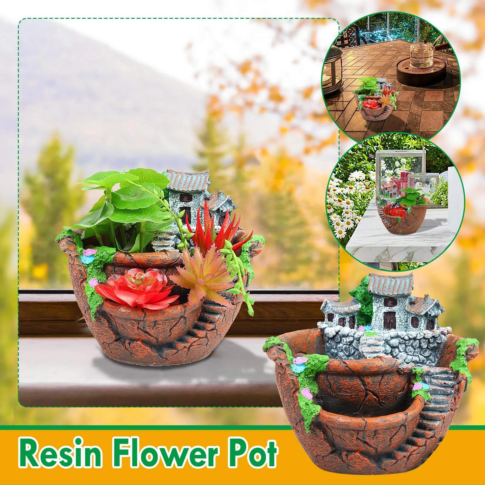 

Pot Flower for DIY Pot Landscape Succulent Mini Resin Plants Garden Decor