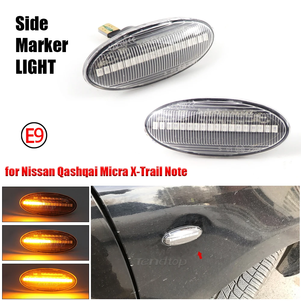 Динамические светодиодные боковые габаритные огни для Nissan Qashqai Dualis Juke Micra March CUBE