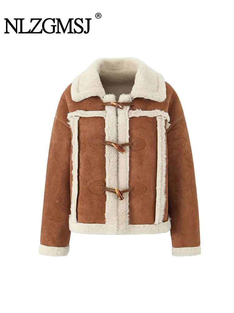 

Куртка женская зимняя из искусственной замши, с длинным рукавом и карманами