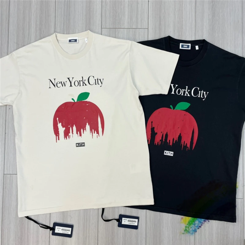

Футболка с коротким рукавом для мужчин и женщин, Топ оверсайз с изображением Нью-Йорка и больших яблок в винтажном стиле, 1:1