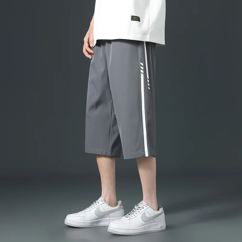 Шорты мужские с эластичным поясом повседневные свободные однотонные тонкие