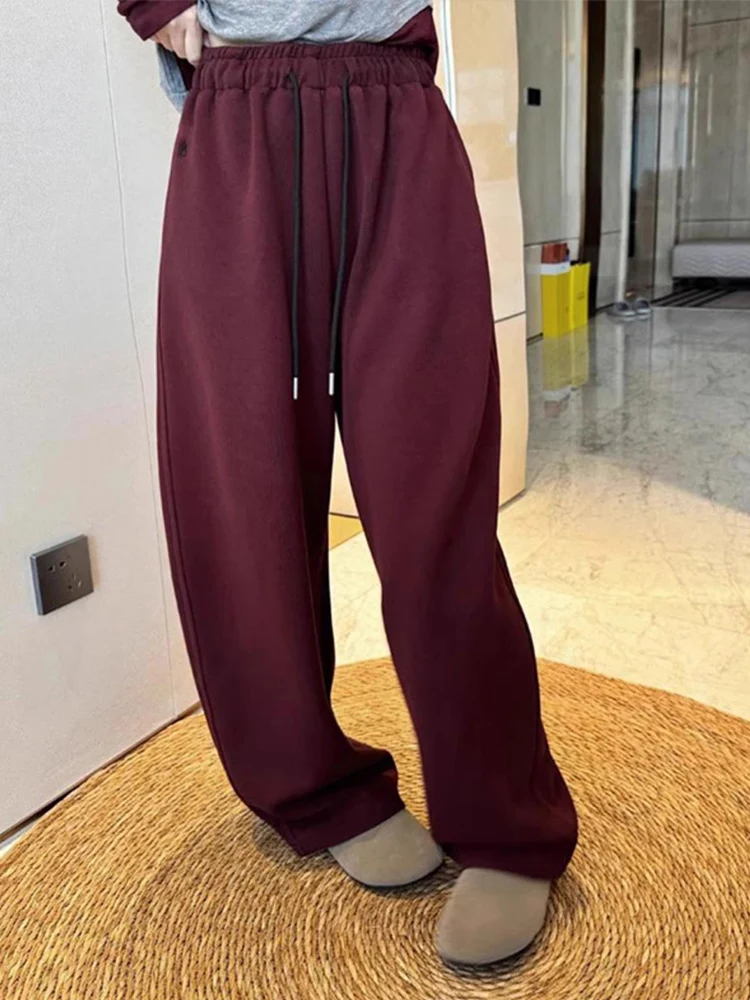 Plus Size 2024 Winter New Small Fashion Loose Wide Leg Straight Pants High Waist Slimming Casual Sle Yellow Women