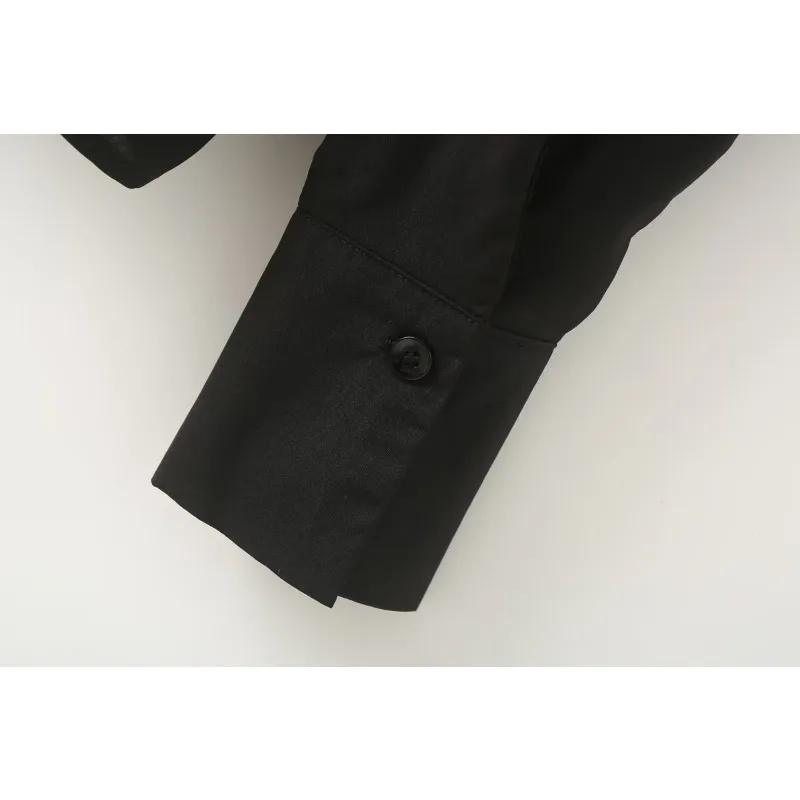 Блузка женская черная с длинным рукавом на осень