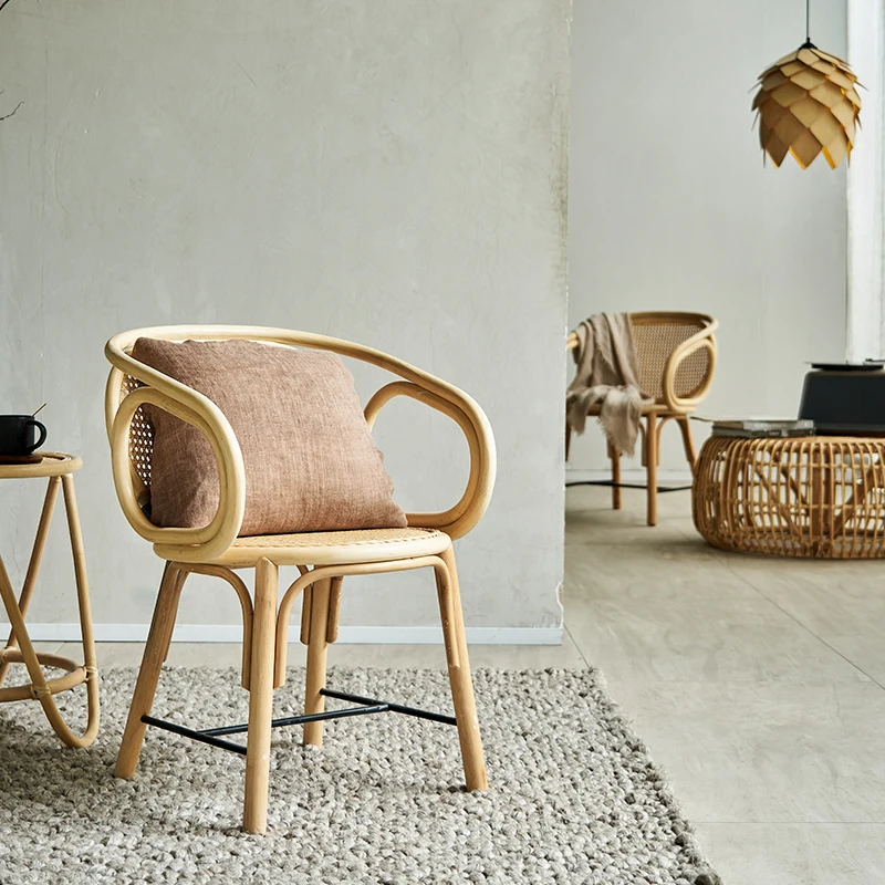

Muebles Rattan Chair Japanese Style Chairs for Bedroom Natural Real Rattan Accent Chair Balcony Home Cane Chair Leisure Chair