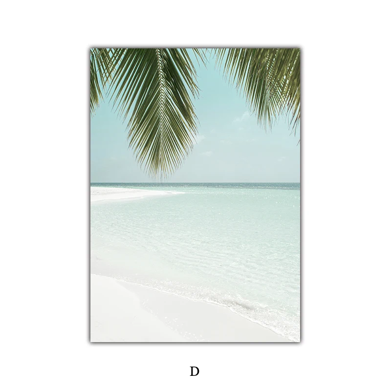 Морской пляж маленький остров океан кокосовое дерево настенная печать