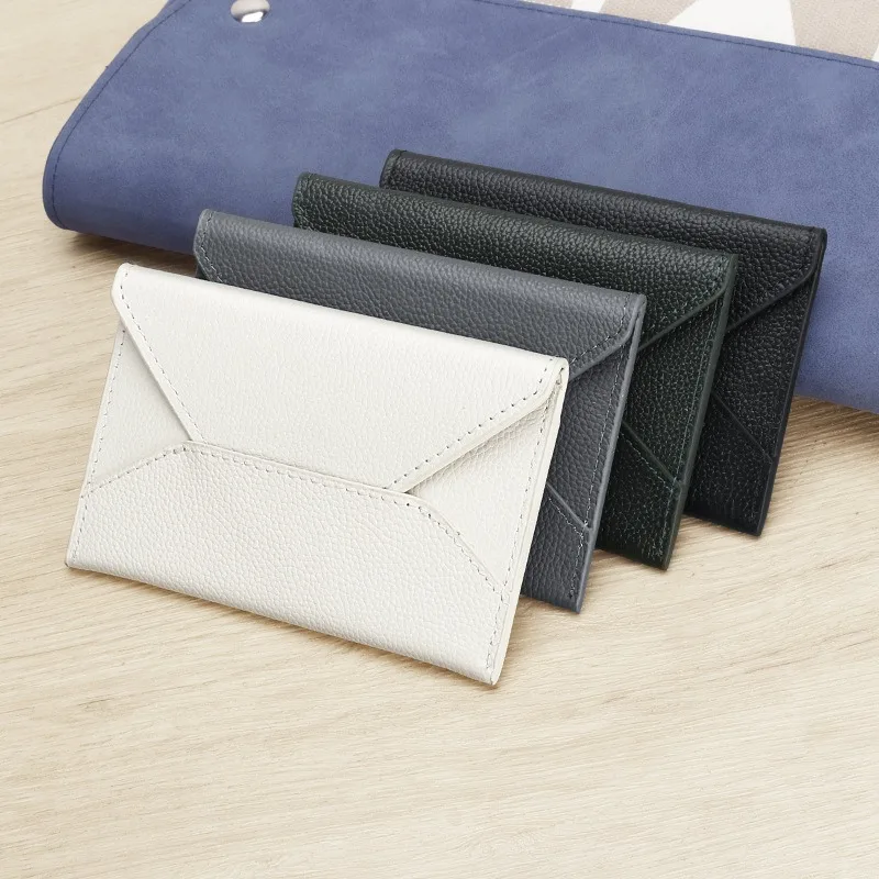 Мужской тонкий кошелек-конверт из натуральной кожи с отделением для кредитных