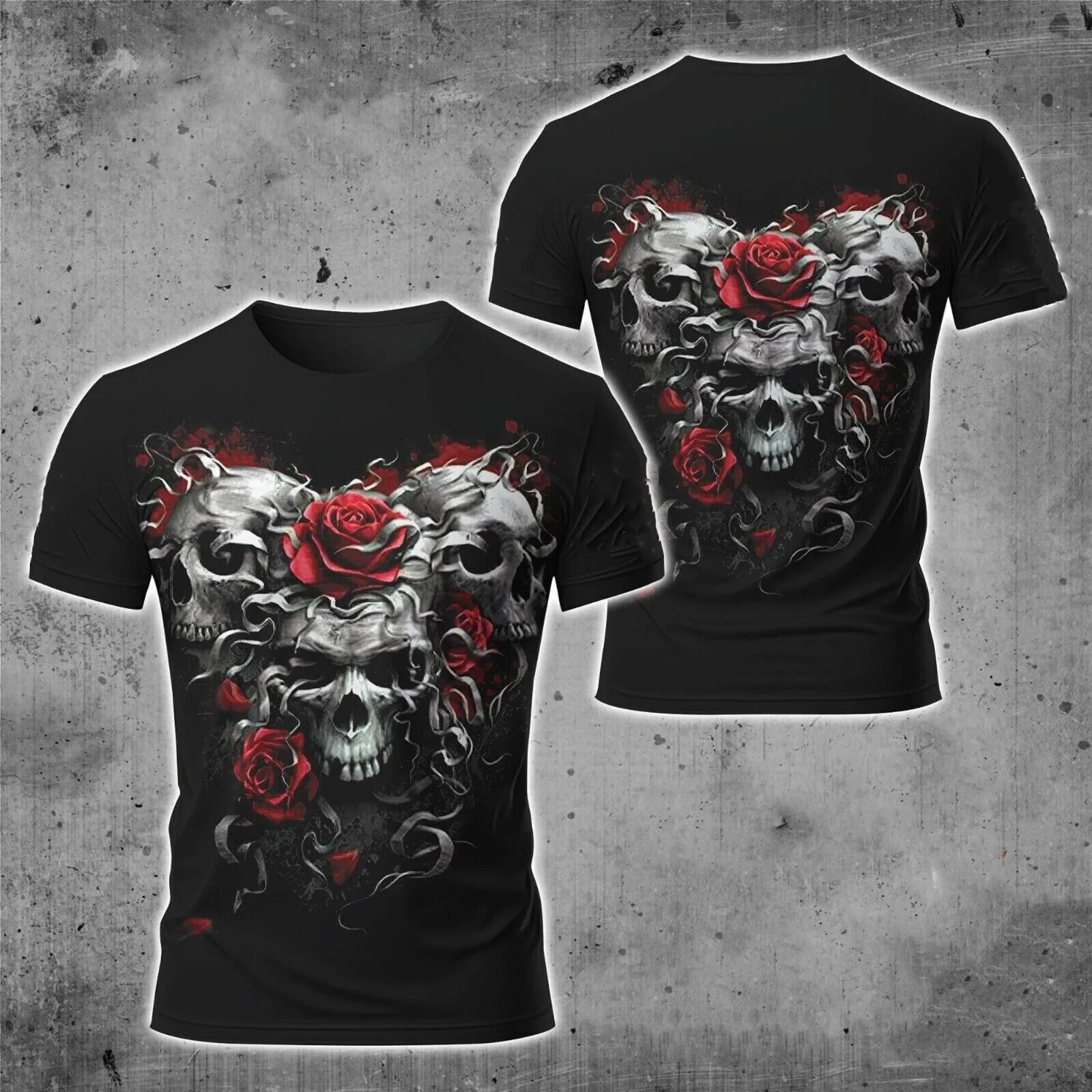 

3D Breathable Men's Round Neck T-shirt, Classic Retro Skull T-shirt, Sports, Casual, Adult and Children's Short Sleeved Top, Sum