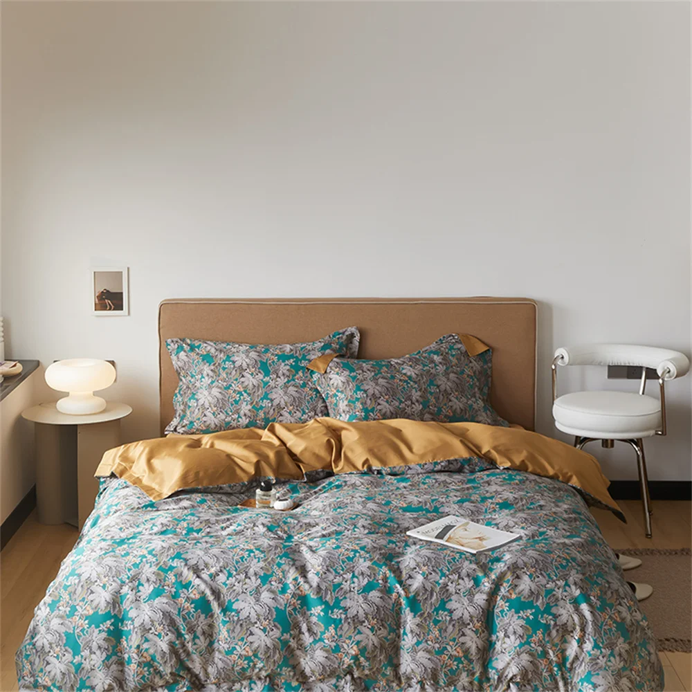 

Svetanya Bohemian Green Pastoral Leaves Egyptian Cotton Queen King Bedding Set Print Linens Fitted Sheet Pillowcase Quilt Cover