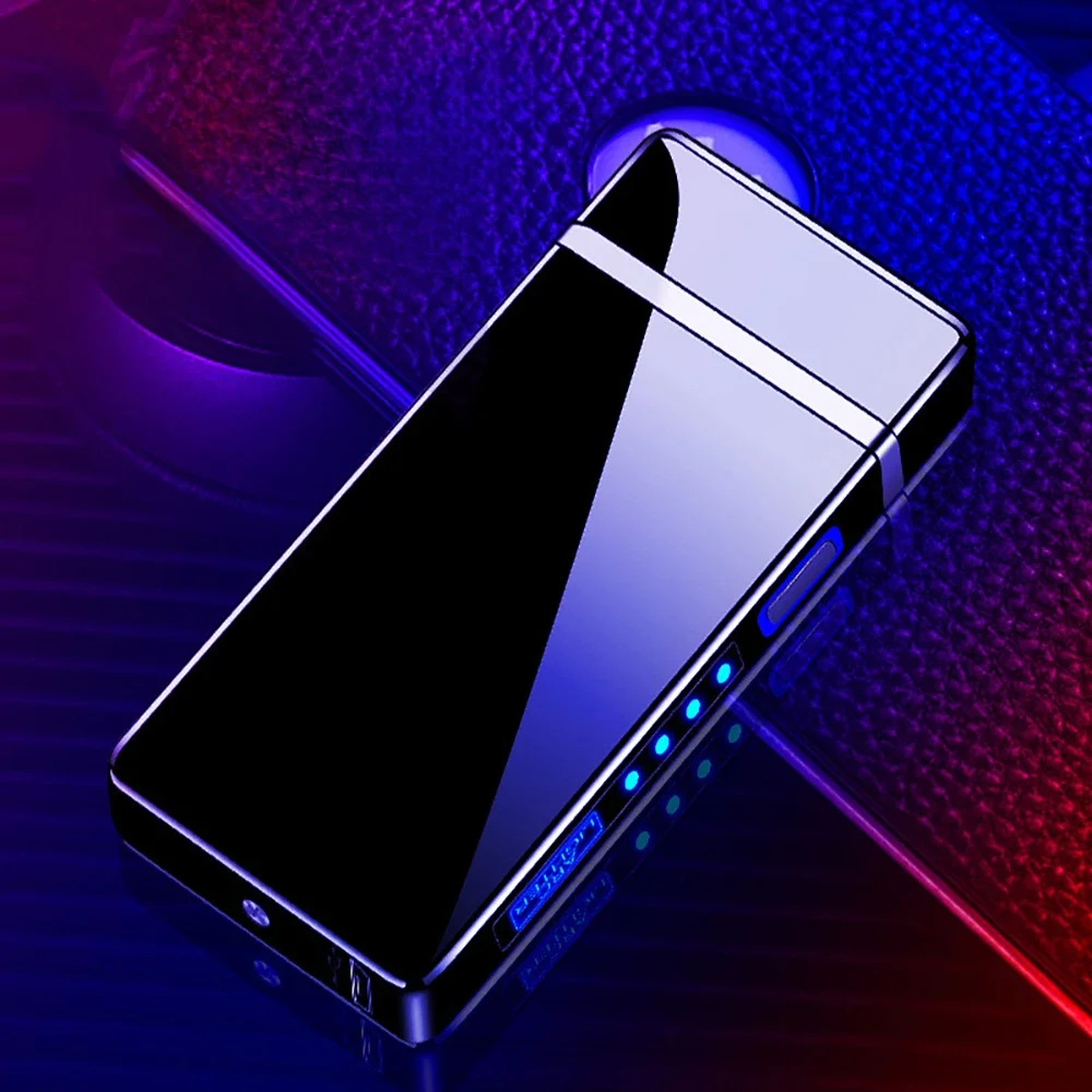 Новинка ветрозащитная Зажигалка для сигарет с двойной дугой и светодиодным