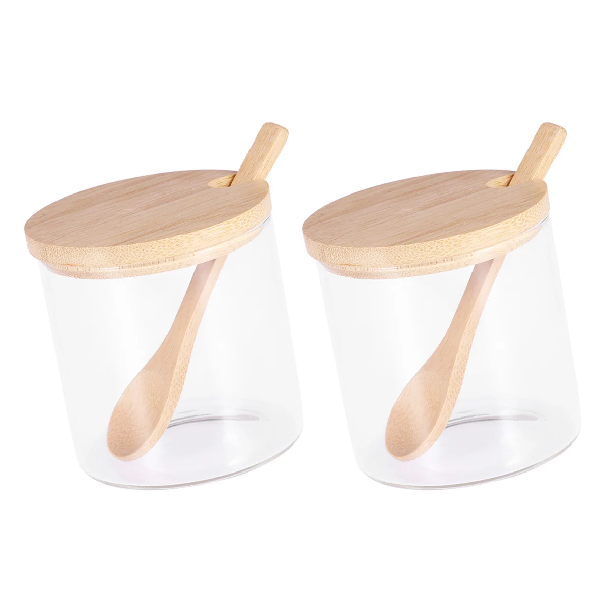 

2 Salt and Pepper Containers Seasoning Container Glass Condiment Jars Glass Condiment Canisters Pots