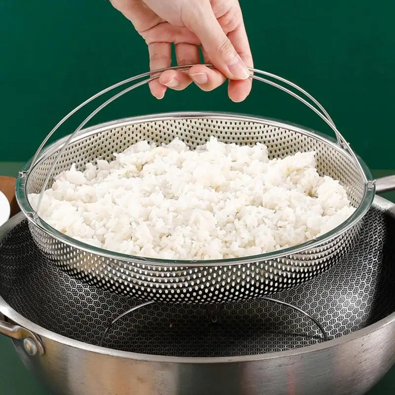 

Multifunctional Stainless Steel Rice Vegetable Food Steamer Pressure Cooker Steaming Grid Drain Basket Dumplings Steamer